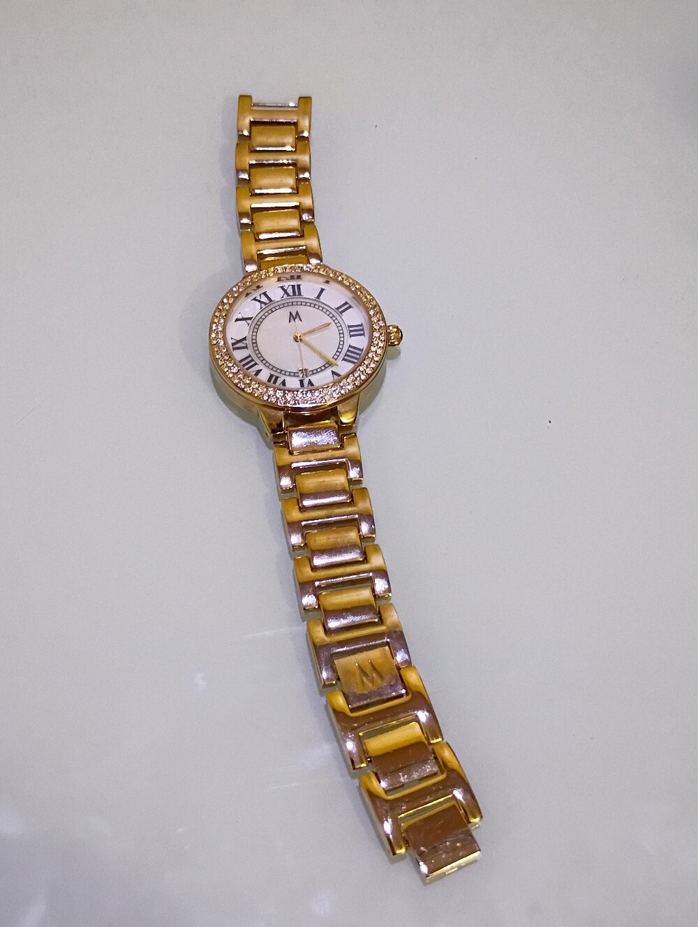 Gold-Tone Women's Bracelet Watch with Crystal Accent